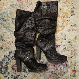 Shelly's London Asteroid Women's Knee High Boots Vegan Leather Size 7.5